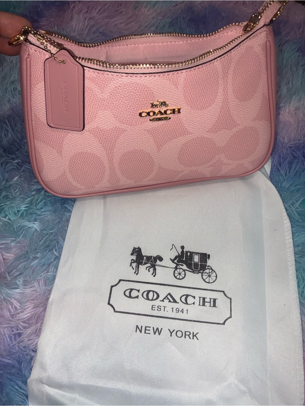 Pink Monogram Shoulder Bag | Gold Hardware | Zip Top | Y2K Mini Purse